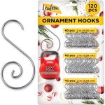 120 Pack Christmas Ornament Hooks – Perfect Ornaments Hooks for Christmas Tree Decoration – Silver S-Shaped Christmas Ornament Hangers