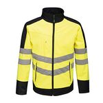 Regatta TRA625 20770 Professional Hi-Vis Waterproof and Breathable Softshell Jacket, Yellow/Navy, L