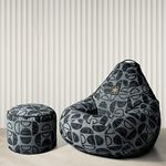 VPLANET® Cotton Jacquard Bean Bag and Pouffe, Cover Only (2XL, Grey D Pattern)