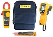 Fluke 323 True-RMS Digital Clamp Meter, 62 MAX+ IR Thermometer, 1AC Volt Detector/Voltstick & C115 Protective Case F (Combo Set KITZ)