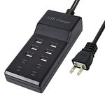 Wyssay USB Charger,50W USB Charging Station with 10-Port (6 USB-A Port & 4 USB-C Port) Compatible with iPhone 15/14/13/12/11/X/8/7/6 Phones, Watch,Tablets, Smartphones Black