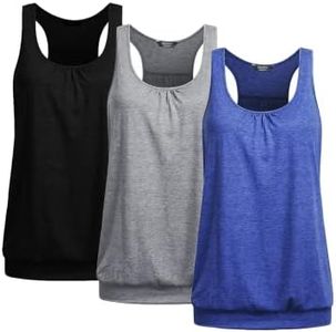 UNibelle Yoga Tank Tops Mujer Sport Top Shirt Top sin Mangas Racerback Fitness Tank Top Entrenamiento 3-Pack, 3-Pack_ Negro/Gris Claro/Azul, 3XL