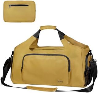 Gym Bags for Men Women, Sports Duffle Bag, Travel Gym Bag with Shoes Compartment and Wet Pocket, Foldable, Lightweight for Travel, Gym, Yoga, Yellow, Sport