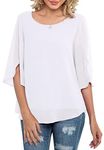 Neineiwu Womens Tops Short Sleeve Chiffon Blouse Summer Casual T-Shirt(White,Medium)