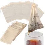 Reusable Drawstring Cotton Soup Bags - 20 Pack Cheesecloth Bags for Straining, Muslin Bags, Coffee Tea Bone Broth Brew Bags (4x6 inch)