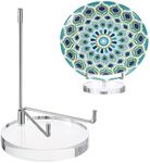 Hipiwe Adjustable Metal Arm Display Stand Easel with Round Acrylic Base Decorative Plates Display Easel Holder for Plate Agate Slice Fossils Crystal Picture Frames, X-Large 4*5.8 inch