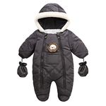 Baby Clothes Newborn Snowsuit Winter Infant Baby Boy Girl Playsuit Snowsuit Romper Jacket Coat Infant Jumpsuit Girls Outerwear Baby Hooded Warm Girls Snow Suit Toddler Size 5t (1-Grey, 6-9 Months)