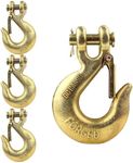 DC Cargo G70 Clevis Slip Hook with Safety Latch (Pack of 4) – 5/16 Inch Grade 70 Clevis Hooks – Heavy Duty for Trailer Truck Transport - 4,700 Lbs