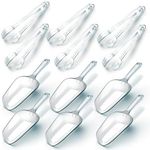 Clear Plastic Serving Utensils Set, 6 Clear Plastic Scoops & 6 Clear Plastic Tongs, Disposable Serving Utensils for Catering Weddings, Holiday Parties, and More, Disposable Plastic Party Utensils