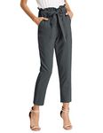 GRACE KARIN Women Cropped Pants Slim Stylish Wide-Leg Solid Color Pants Charcoal Gray XL