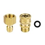 2pcs M22-14mm to 1/4in Pressure Washer Adapter Set, Brass Pressure Washer Coupler Pressure Washer Fitting Fast Connect & Quick Disconnect Kit for Power Washer Hose Pump 5000 PSI