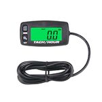 Runleader HM032R Hour Meter Tachometer, Maintenance Reminder,Alert RPM,Backlit Display,Battery replaceable,Use for ZTR Lawn Mower Tractor Generator Marine Outboard ATV Jetski Dirtbike