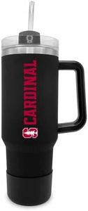 Campus Colors Stanford Cardinal 40 oz Tumbler with Handle and Straw - Black