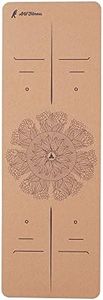 AW Fitness Premium Cork Yoga Mat | Extra Thick, Long | Natural Cork & Non-Toxic Rubber | Best for Yoga, Pilates, Exercise | Mandala Meditation Design with Markers (72-Inch x 24-Inch x 5mm Thick)