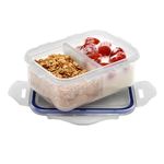 Starfrit LocknLock Plastic Divided Lunch Container - Removable Divider - 11oz/350ML - Airtight & Leakproof - 4-Sided Locking Lid