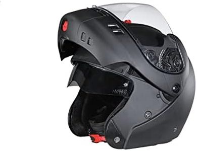 Studds NINJA 3G Flip Up Full Face Helmet with Double Visor(Matt Black, XL)