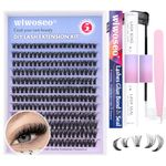 wiwoseo DIY Lash Extension Kit, 240Pcs Lash Clusters Individual DIY Eyelash Extension Kit Natural DD Curly Cluster Lashes with Lash Bond and Seal, Application at Home Lash Extensions Kit (50p, 9-16MM)