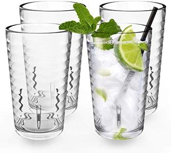 ALIMOTA Plastic Glasses 385ml Stackable Set of 4, Dishwasher Safe Tumblers Cups Acrylic Drinking Glasses, Water Juice Cocktail Glasses Camping Portable Cups Picnics BBQ’s Parties and Everyday Use (Clear)