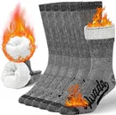 Alvada Merino Wool Hiking Socks Thermal Warm Crew Winter Boot Sock For Men Women 3 Pairs ML