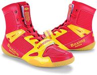 LEWEN Combat Boots Boxing Shoes for Men Men's Wrestling Shoes Muitl Sports Indoor Training Shoes K099 RD/YL 37 Red/Yellow