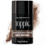TOPPIK Hair Building Fibers for Instantly Fuller Hair (MEDIUM BROWN), 12 g, Fill In Fine or Thinning Hair, Instantly Thicker Looking Hair, Multiple Shades for Men & Women