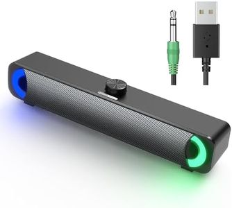 HPYLIF·H USB Computer Speakers, Wired PC Gaming Sound Bars with RGB Light, 3.5 mm Jack AUX Plug in External Monitor Speaker for Desktop, Laptop, Plug and Play