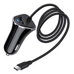 3.4A Car Charger Adapter for Samsung Galaxy Z Flip Fold2 5G A42 A21 S20 FE 5G M51 S10 S9 Plus,Note20 10/9/8,A50 A51 A70 A71,LG Stylo 6/5,Moto G8 G7,Oneplus,USB C Car Plug with 3ft Type C Charger Cable