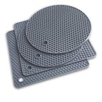 Extra Thick Silicone Trivet Mat Heat Resistant Multi-purpose None slip Table Place Mats for Hot Pots Holder, Pads, Pans, Dishes, Spoon rest, Coasters for Kitchen Cooking & Dining(4pcs Pack) (Grey)