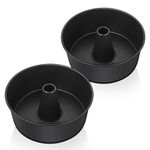 E-far Angel Food Cake Pan Set of 2, 10-Inch Non-stick Tube Pan for Baking Pound Chiffon Cake, One-piece Design, Easy Release & Clean up