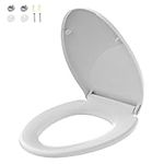 SADALAK Toilet Seat Elongated Soft Close Quick Release Easy Clean Oval Toilet Seat Replacement with Non-Slip Bumpers for Bathroom White