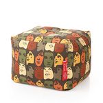Style Homez Square Cotton Canvas Abstract Printed Bean Bag Ottoman L Size with Fillers