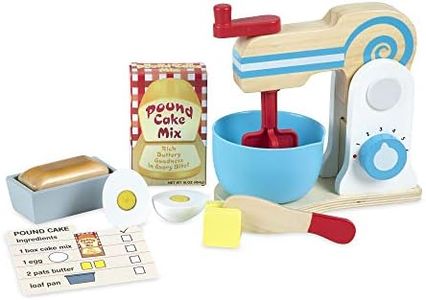 Melissa & Doug Wooden Make-a-Cake Mixer Set (Kitchen Toy, Numbered Turning Dials, Encourages Creative Thinking, 11-Piece Set, Great Girls and Boys - Best for 3, 4, 5 Year Olds and Up)