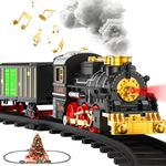 Electric Christmas Train Set with Realistic Smoke, LED Lights & Festive Music, Train Tracks for Kids Age 3-8, Perfect for Boys