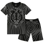 CAVIO Boys Black Trendy Animal Print Half Sleeve T-Shirt And Shorts Clothing Set