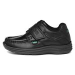 Kickers Infant Boy's Reasan Single Strap Black Leather School Shoes, Black, 8 UK Child