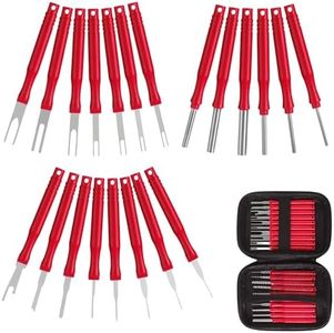 XLWJBES Upgraded Terminal Removal Tool Kit, 21Pcs Red Electrical Pin Removal Tool Kit, Electrical Wire Connector Pin Release Tool, Automotive Terminal Release Kit for Household Devices