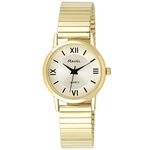 Ravel Women's Classic Round Everyday Watch with Roman Numerals - Gold Colour Stainless Steel Expander