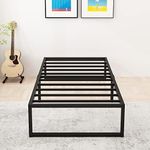 Lutown-Teen 16 Inch Twin XL Bed Frames Heavy Duty Sturdy Metal Platform Bed Frame No Box Spring Needed, Noise Free, Easy Assembly, Black