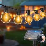 Woolmug 76FT Solar Festoon Lights Outdoor, 30+3 Solar Powered String Light with LED G40 Shatterproof Bulbs, Waterproof 4 Modes Hanging Patio Lighting for Outside Garden Pergola Yard Party Gazebo