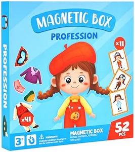 DJYILUF Magnetic Dress-Up Toy for Girls - 11 Career Costumes & 52 Magnetic Pieces, Educational Pretend Play for Kids 3+ to Inspire Imagination, Career Role Play Gifts