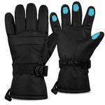 CityComfort Womens Skiing Gloves Fleece Lined Touch Screen Gloves with Zip Pocket Waterproof Windproof Snowboarding (Black)