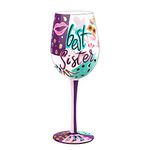 NymphFable Funny Sisters Birthday Gifts from Sister, 15oz Hand Painted Wine Glasses, Unique Sister in Law Birthday Gifts