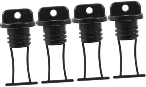 Songholee 4pcs Plug Kayak Accessories Car Bling Accessories Boat Drain Holes Bungs Canoe Drain Holes Stopper Car Assesories Kayak Parts Kayak Thread Bungs Plastic Black (4)