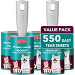 Lint Rollers for Pet Hair Extra Sticky, 550 Sheets Mega Value Set Lint Roller with 2 Upgraded Handles, 5 Rollers Portable Pet Lint Remover for Clothes, Furniture, Carpet, Dog & Cat Hair Removal