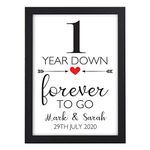 1 Year Down Forever To Go Personalised Wedding Gifts Anniversary for Him, Her - 1st, 10th, 25th, 30th, 40th, 50th Wedding Anniversary Presents - Gifts for Husband, Wife, Boyfriend, Girlfriend