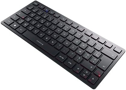 CHERRY KW 9200 MINI, Clavier Compact Multi-Appareils Jusqu’à 4 Appareils, Disposition Française (AZERTY) Bluetooth, 2,4 GHz ou Filaire, Rechargeable, Noir