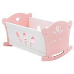 U.saf Wooden Dolls Cot, Kids Doll Heart Cutout Cot, Children's Doll Sleeping Bed Crib, Kids Dolls Furniture With Pillow & Bedding