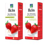 Ikin Skin Brightening Hair Remover Cream For All Skin - Bikini Hair Removal Cream For Women & Girls | (Pack of 2 (60gm X 2))