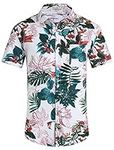 EISHOPEER Men Hawaii Aloha Shirts Button Up Lightweight Beach Wear Vacation T Shirts White X-Large