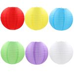 12 inch 30 cm (Pack of 6) Chinese Round Waterproof Silk Cloth Lantern for Wedding Party Household Hanging Lamps Festival Decoration Supplies,Silk